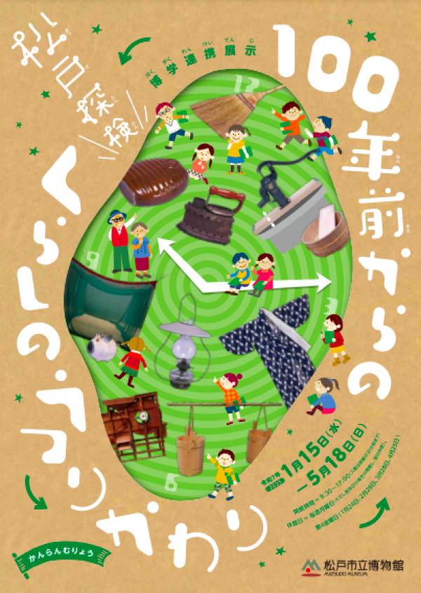 松戸探検 100年前からのくらしのうつりかわり チラシ表面